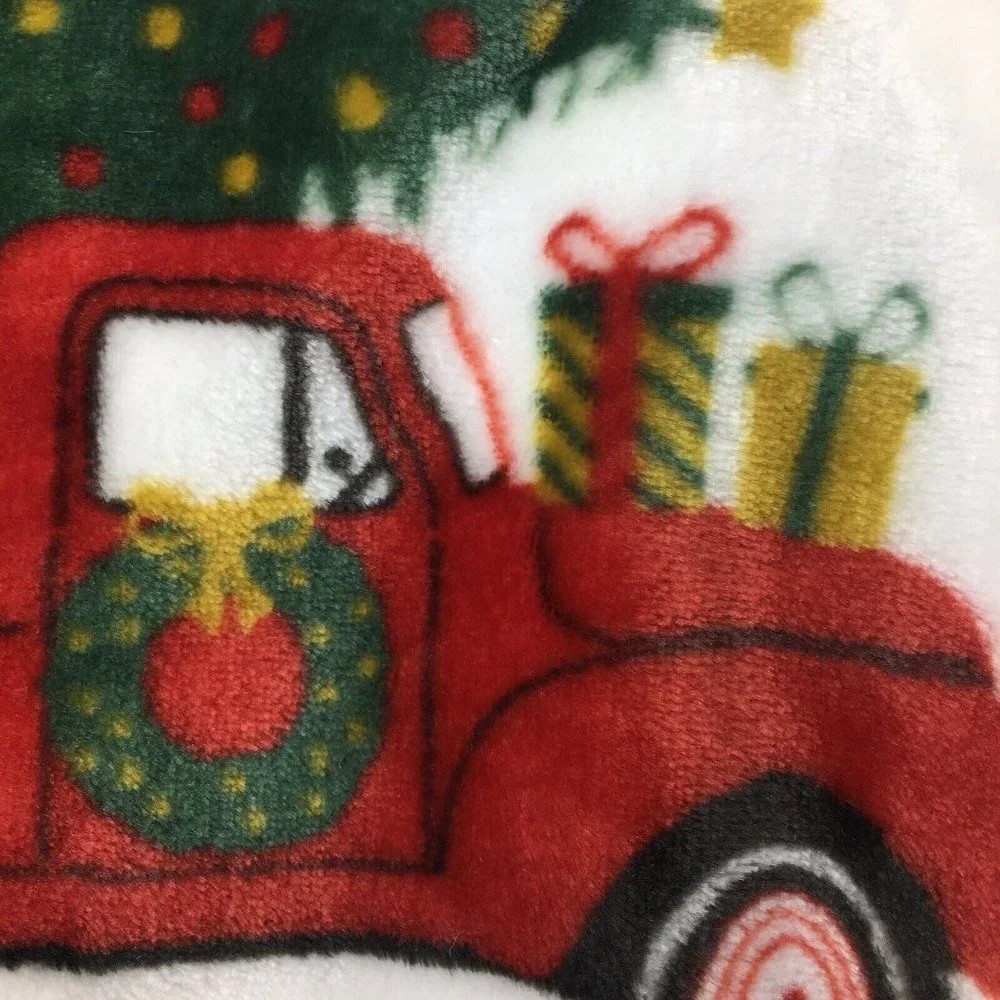 Envogue Red Truck Christmas Tree Throw Blanket Microfleece Oversized Holidays